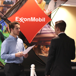 An ExxonMobil representative interviews a student at CDW