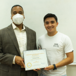 Juan E. Gilbert, Ph.D., CISE department chair, with Thomas Pena, a recipient of the LAC Scholarship.