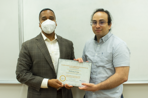 Juan E. Gilbert, Ph.D., CISE department chair, with Anthony Colas, a recipient of the L3Harris Corporation Graduate Fellowship.
