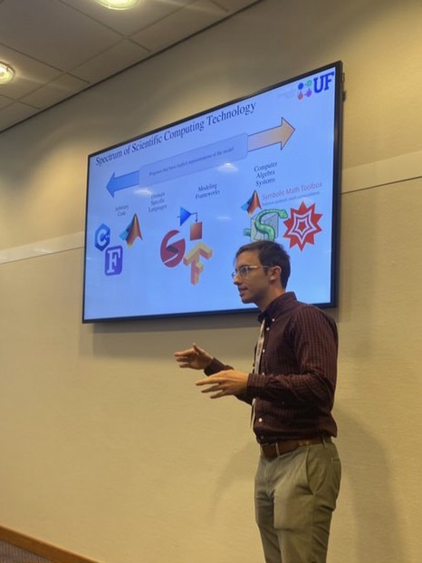 Luke Morris presenting at the SIAM CSE23 conference.